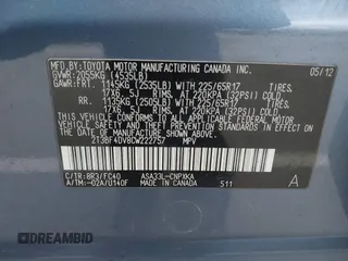 2012 Toyota RAV4 with VIN 2T3BF4DV8CW222757, listed as a IAAI auction lot 41911969 with 115,169 mi miles. Bid and sale history available at carsss.com. Image 9.