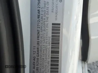 2012 Audi A6 Premium Plus z VIN WAUGGAFC7CN099129, wystawiony jako Copart lot #60021485 z przebiegiem 43 783 mil mil oraz Szkoda całkowita • Salvage title. Historia ofert i sprzedaży dostępna na DreamBid. Obrazek 12.