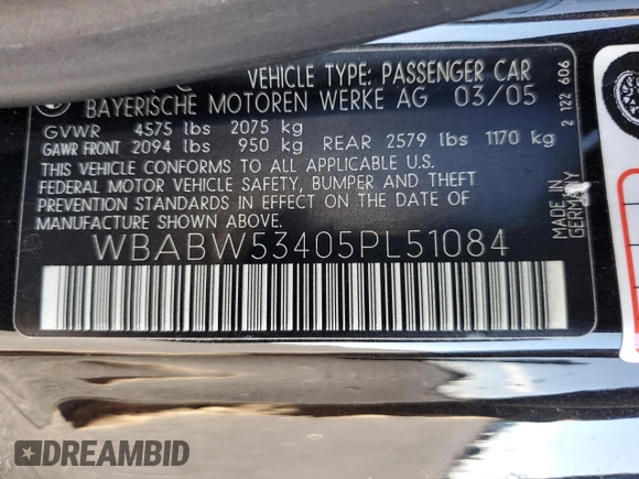 2005 BMW 3 Series 330Ci with VIN WBABW53405PL51084, listed as a Copart auction lot 87222954 with 0 mi miles and Salvage Title. Bid and sale history available at carsss.com. Image 14.