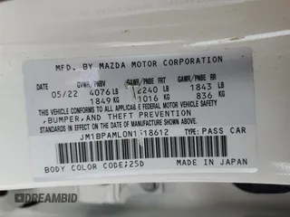2022 Mazda Mazda3 Hatchback Premium with VIN JM1BPAML0N1518612, listed as a Copart auction lot 53709515 with 16,682 mi miles and Salvage Title. Bid and sale history available at carsss.com. Image 12.