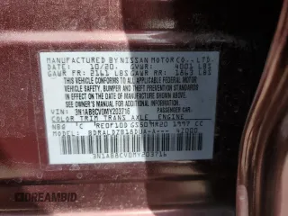 2021 Nissan Sentra SV with VIN 3N1AB8CV0MY203716, listed as a Copart auction lot 52529895 with 58,390 mi miles and Clean title. Bid and sale history available at DreamBid. Image 14.
