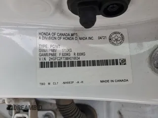 2021 Honda Civic Sedan EX with VIN 2HGFC2F73MH016634, listed as a Copart auction lot 80272854 with 114,941 mi miles and Salvage Title. Bid and sale history available at carsss.com. Image 12.
