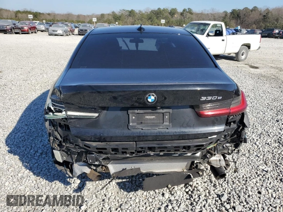 2021 BMW 3 Series 330e with VIN 3MW5P7J03M8B61203, listed as a Copart auction lot 46775885 with 0 mi miles and Salvage Title. Bid and sale history available at carsss.com. Image 6.
