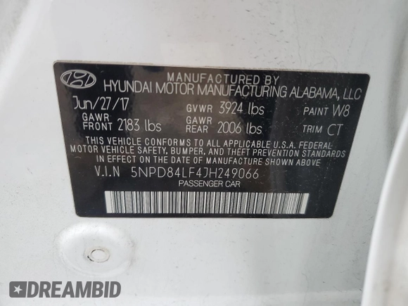 2018 Hyundai Elantra Value Edition with VIN 5NPD84LF4JH249066, listed as a Copart auction lot 52584895 with 140,740 mi miles and Salvage Title. Bid and sale history available at DreamBid. Image 12.