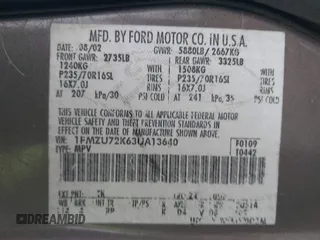 2003 Ford Explorer XLS z VIN 1FMZU72K63UA13640, wystawiony jako IAAI lot #41169432 z przebiegiem 212 849 mil mil oraz . Historia ofert i sprzedaży dostępna na DreamBid. Obrazek 9.