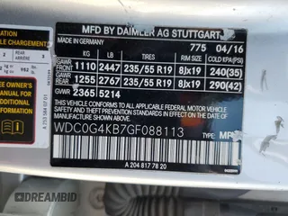 2016 Mercedes-Benz GLC with VIN WDC0G4KB7GF088113, listed as a Copart auction lot 52538335 with 130,006 mi miles and Salvage Title. Bid and sale history available at carsss.com. Image 14.
