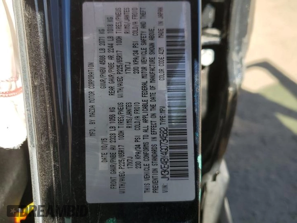 2016 Mazda CX-5 Sport with VIN JM3KE4BY4G0734582, listed as a Copart auction lot 55908515 with 52,323 mi miles and Salvage title. Bid and sale history available at DreamBid. Image 13.