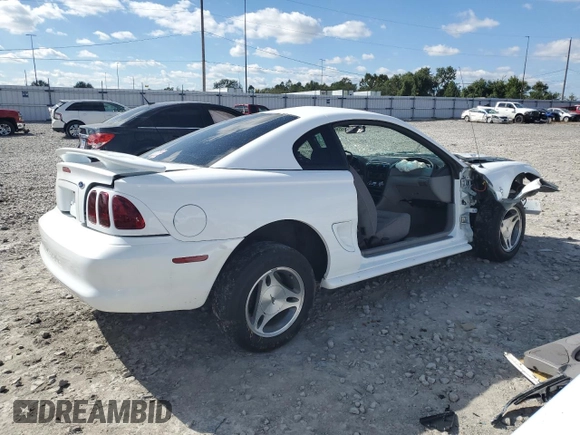 1998 Ford Mustang with VIN 1FAFP4045WF260082, listed as a Copart auction lot 72363433 with 38,643 mi miles and Salvage title. Bid and sale history available at DreamBid. Image 3.