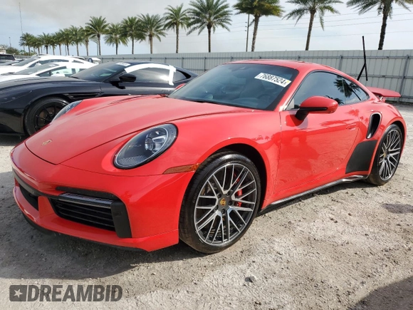 2021 Porsche 911 Turbo S with VIN WP0AD2A98MS257905, listed as a Copart auction lot 76887524 with 32,895 mi miles and Non Repairable. Bid and sale history available at carsss.com. Image 1.