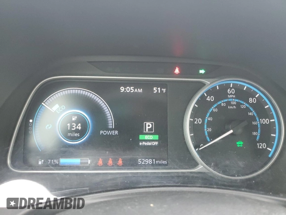 2022 Nissan LEAF SV Plus with VIN 1N4BZ1CV4NC559946, listed as a Copart auction lot 51489295 with 52,981 mi miles and Salvage Title. Bid and sale history available at DreamBid. Image 9.
