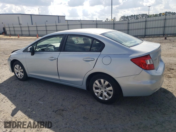 2012 Honda Civic LX with VIN 19XFB2F55CE330845, listed as a Copart auction lot 53331834 with 70,857 mi miles and Salvage Title. Bid and sale history available at DreamBid. Image 2.