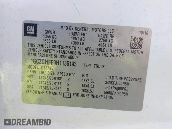 2017 Chevrolet Express Cargo with VIN 1GCZGHFF9H1136193, listed as a IAAI auction lot 42502511 with 149,458 mi miles and . Bid and sale history available at DreamBid. Image 9.