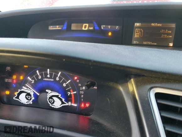 2013 Honda Civic Cpe LX with VIN 2HGFG3B53DH503816, listed as a Copart auction lot 41420615 with 107,791 mi miles and Salvage Title. Bid and sale history available at carsss.com. Image 9.