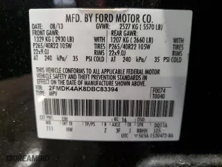 2013 Ford Edge Sport with VIN 2FMDK4AK8DBC83394, listed as a Copart auction lot 51133485 with 77,257 mi miles and Salvage Title. Bid and sale history available at carsss.com. Image 14.