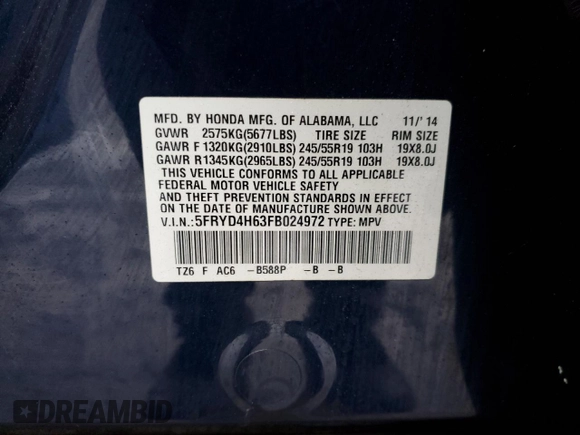 2015 Acura MDX Technology z VIN 5FRYD4H63FB024972, wystawiony jako Copart lot #44775045 z przebiegiem 91 100 mil mil oraz Szkoda całkowita • Salvage title. Historia ofert i sprzedaży dostępna na DreamBid. Obrazek 13.