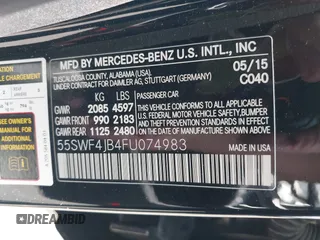 2015 Mercedes-Benz C 300 z VIN 55SWF4JB4FU074983, wystawiony jako IAAI lot #42349846 z przebiegiem 121 438 mil mil oraz . Historia ofert i sprzedaży dostępna na DreamBid. Obrazek 9.