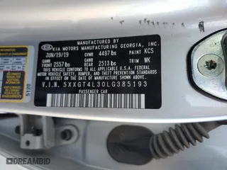 2020 Kia Optima SE with VIN 5XXGT4L30LG385193, listed as a Copart auction lot 84613544 with 105,528 mi miles and Salvage Title. Bid and sale history available at carsss.com. Image 13.