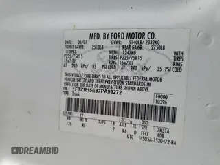 2007 Ford Ranger XL z VIN 1FTZR15E87PA99272, wystawiony jako Copart lot #58435905 z przebiegiem 132 989 mil mil oraz Szkoda całkowita • Salvage title. Historia ofert i sprzedaży dostępna na DreamBid. Obrazek 13.