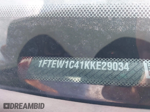 2019 Ford F-150 XL с VIN 1FTEW1C41KKE29034, выставлен на аукционе IAAI как лот 42082138 с пробегом 85 674 миль миль и . История ставок и продаж доступна на DreamBid. Изображение 9.