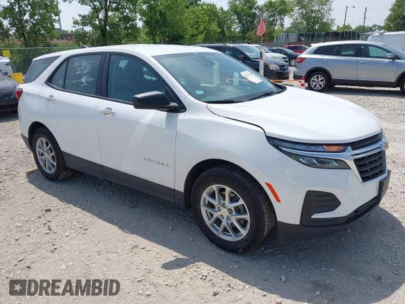 2024 Chevrolet Equinox LS with VIN 3GNAXHEG4RL278573, listed as a IAAI auction lot 42514554 with 57,581 mi miles and . Bid and sale history available at DreamBid. Image 1.