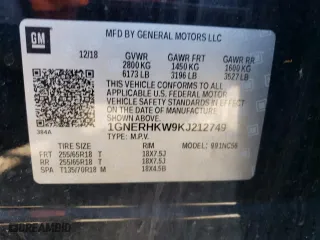 2019 Chevrolet Traverse LT Leather with VIN 1GNERHKW9KJ212749, listed as a Copart auction lot 59981924 with 108,688 mi miles and Salvage Title. Bid and sale history available at carsss.com. Image 13.