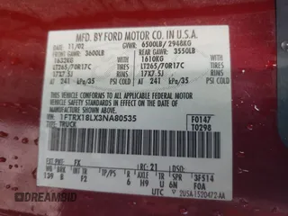 2003 Ford F-150 XL с VIN 1FTRX18LX3NA80535, выставлен на аукционе Copart как лот 61839854 с пробегом 291 397 миль миль и Списание • Salvage title. История ставок и продаж доступна на DreamBid. Изображение 12.