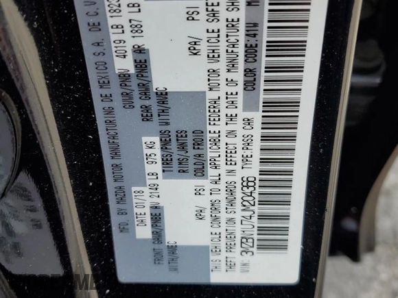 2018 Mazda 3 Sport with VIN 3MZBN1U74JM204366, listed as a Copart auction lot 54447135 with 153,580 mi miles and Salvage Title. Bid and sale history available at DreamBid. Image 13.
