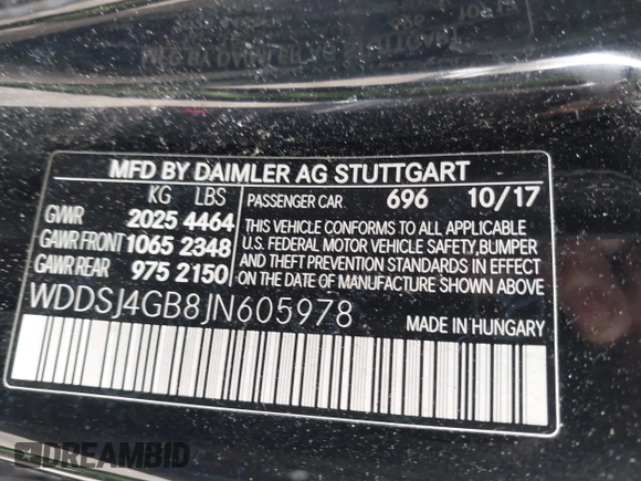 2018 Mercedes-Benz CLA 250 z VIN WDDSJ4GB8JN605978, wystawiony jako IAAI lot #41664999 z przebiegiem 59 527 mil mil oraz . Historia ofert i sprzedaży dostępna na DreamBid. Obrazek 9.