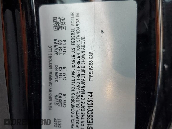 2012 Cadillac CTS Premium z VIN 1G6DS1E35C0105144, wystawiony jako Copart lot #71043834 z przebiegiem 126 227 mil mil oraz Szkoda całkowita • Salvage title. Historia ofert i sprzedaży dostępna na DreamBid. Obrazek 12.