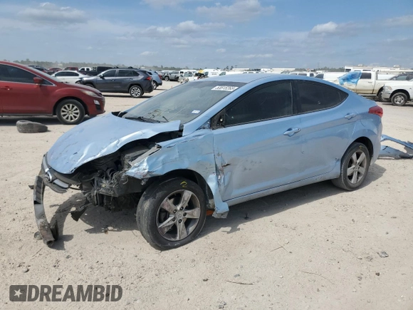 2013 Hyundai Elantra Limited with VIN KMHDH4AE3DU773485, listed as a Copart auction lot 53815265 with Not Provided miles and Salvage Title. Bid and sale history available at DreamBid. Image 1.