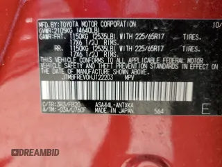 2017 Toyota RAV4 LE с VIN JTMBFREV0HJ122203, выставлен на аукционе Copart как лот 57300735 с пробегом 58 429 миль миль и Списание • Salvage title. История ставок и продаж доступна на DreamBid. Изображение 12.