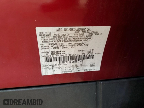 2013 Ford Taurus SEL z VIN 1FAHP2E8XDG187341, wystawiony jako Copart lot #47466825 z przebiegiem 177 134 mil mil oraz Szkoda całkowita • Salvage title. Historia ofert i sprzedaży dostępna na DreamBid. Obrazek 12.