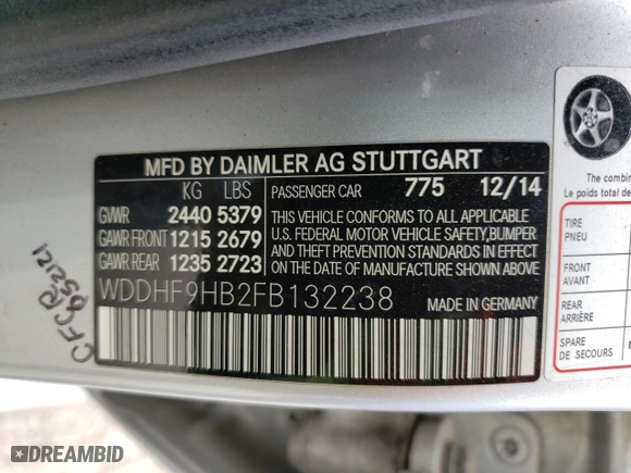2015 Mercedes-Benz E-Class E 250 BlueTEC Luxury with VIN WDDHF9HB2FB132238, listed as a Copart auction lot 53447315 with 172,289 mi miles and Clean Title. Bid and sale history available at carsss.com. Image 12.