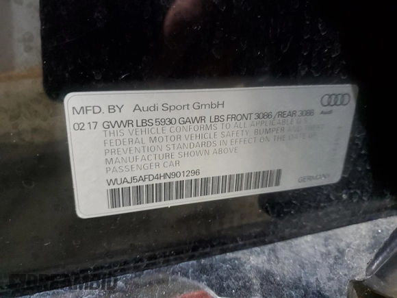 2017 Audi S8 z VIN WUAJ5AFD4HN901296, wystawiony jako Copart lot #44347595 z przebiegiem 80 045 mil mil oraz Czysty tytuł • Clean title. Historia ofert i sprzedaży dostępna na DreamBid. Obrazek 12.