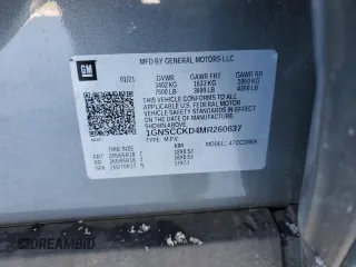 2021 Chevrolet Suburban LT z VIN 1GNSCCKD4MR260637, wystawiony jako Copart lot #41653615 z przebiegiem 94 807 mil mil oraz Szkoda całkowita • Salvage title. Historia ofert i sprzedaży dostępna na DreamBid. Obrazek 15.