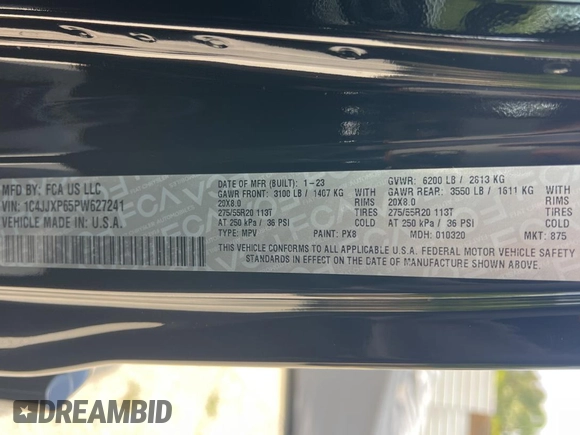2023 Jeep Wrangler Sahara with VIN 1C4JJXP65PW627241, listed as a Copart auction lot 55661585 with 9,282 mi miles and Clean Title. Bid and sale history available at DreamBid. Image 10.