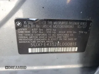2008 BMW X5 3.0si with VIN 5UXFE43528L000813, listed as a Copart auction lot 42426315 with 147,648 mi miles and Salvage Title. Bid and sale history available at carsss.com. Image 12.