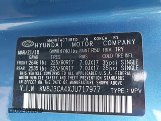 2018 Hyundai Tucson SEL z VIN KM8J3CA4XJU717977, wystawiony jako IAAI lot #42358288 z przebiegiem 121 919 mil mil oraz . Historia ofert i sprzedaży dostępna na DreamBid. Obrazek 9.