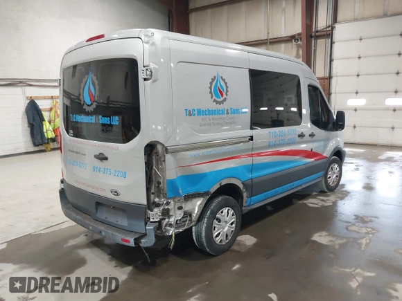 2015 Ford Transit Cargo with VIN 1FTNR1CM6FKA19083, listed as a IAAI auction lot 41790045 with 56,762 mi miles and . Bid and sale history available at carsss.com. Image 4.