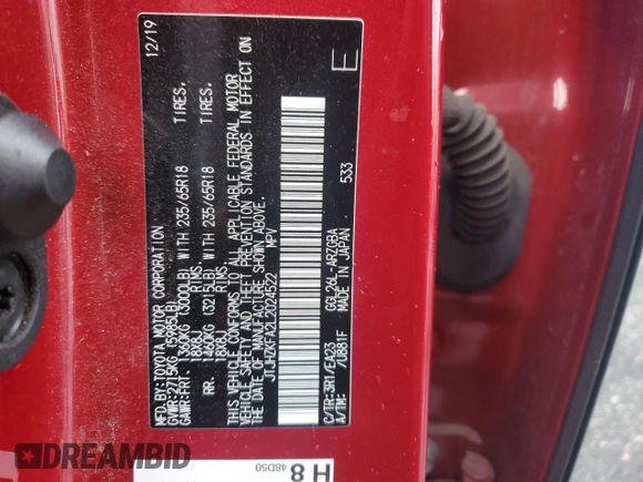 2020 Lexus RX 350L z VIN JTJHZKFA2L2024522, wystawiony jako Copart lot #43853225 z przebiegiem 73 403 mil mil oraz Szkoda całkowita • Salvage title. Historia ofert i sprzedaży dostępna na DreamBid. Obrazek 13.