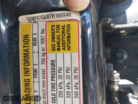 2007 Chevrolet Tahoe LT z VIN 1GNFC13J87R199940, wystawiony jako IAAI lot #42110497 z przebiegiem Nie podano mil oraz . Historia ofert i sprzedaży dostępna na DreamBid. Obrazek 9.