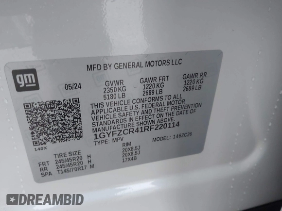 2024 Cadillac XT4 FWD Premium Luxury with VIN 1GYFZCR41RF220114, listed as a IAAI auction lot 41515009 with 6,465 mi miles and . Bid and sale history available at carsss.com. Image 9.