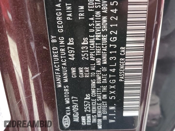 2018 Kia Optima LX with VIN 5XXGT4L31JG212456, listed as a Copart auction lot 48564755 with 175,341 mi miles and Salvage Title. Bid and sale history available at DreamBid. Image 12.