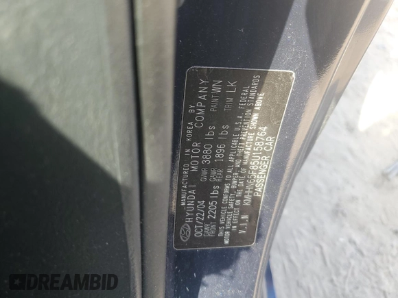 2005 Hyundai Tiburon GT z VIN KMHHN65F85U158764, wystawiony jako Copart lot #80060884 z przebiegiem 121 747 mil mil oraz Czysty tytuł • Clean title. Historia ofert i sprzedaży dostępna na DreamBid. Obrazek 12.