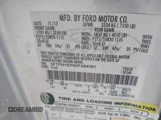 2013 Ford F-150 XL z VIN 1FTFW1EF6DFA64381, wystawiony jako IAAI lot #42159695 z przebiegiem 218 330 mil mil oraz . Historia ofert i sprzedaży dostępna na DreamBid. Obrazek 9.