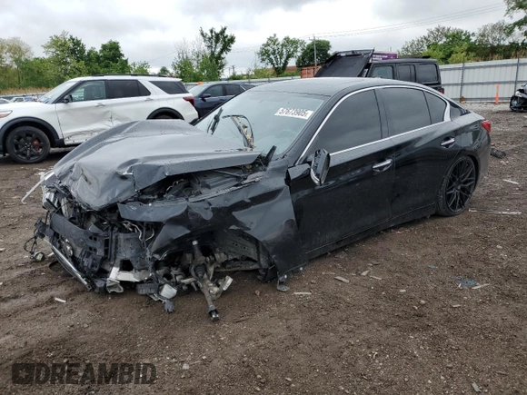 2015 Infiniti Q50 z VIN JN1BV7ARXFM399570, wystawiony jako Copart lot #57673905 z przebiegiem 126 841 mil mil oraz Szkoda całkowita • Salvage title. Historia ofert i sprzedaży dostępna na DreamBid. Obrazek 1.