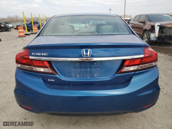 2013 Honda Civic Sdn LX with VIN 19XFB2F51DE079601, listed as a Copart auction lot 49495795 with 177,386 mi miles and Salvage Title. Bid and sale history available at carsss.com. Image 6.