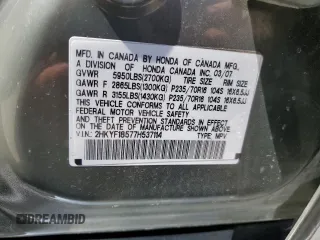 2007 Honda Pilot EX-L with VIN 2HKYF18577H537114, listed as a Copart auction lot 54310475 with 225,052 mi miles and Salvage Title. Bid and sale history available at carsss.com. Image 13.