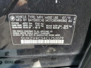 2012 BMW X5 35i with VIN 5UXZV4C54CL752079, listed as a Copart auction lot 62147515 with 147,244 mi miles and Clean title. Bid and sale history available at DreamBid. Image 13.