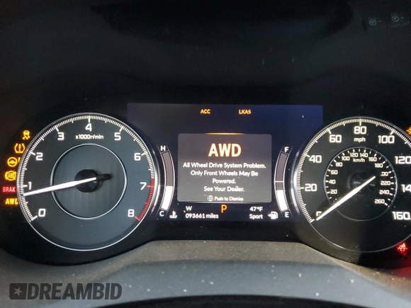 2019 Acura RDX with VIN 5J8TC2H39KL031457, listed as a Copart auction lot 47434825 with 93,661 mi miles and Salvage title. Bid and sale history available at DreamBid. Image 9.
